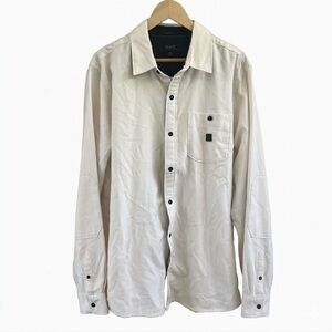 Roark Nordsman Light Flannel Shirt M Cream Snap Front Elbow Patch Gorpcore EUC